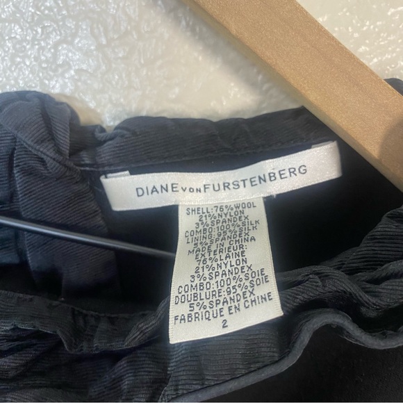 DVF DIANE VON FURSTENBERG PANSY BLACK CLASSIC WOOL DRESS COCKTAIL SIZE 2 - Picture 5 of 9